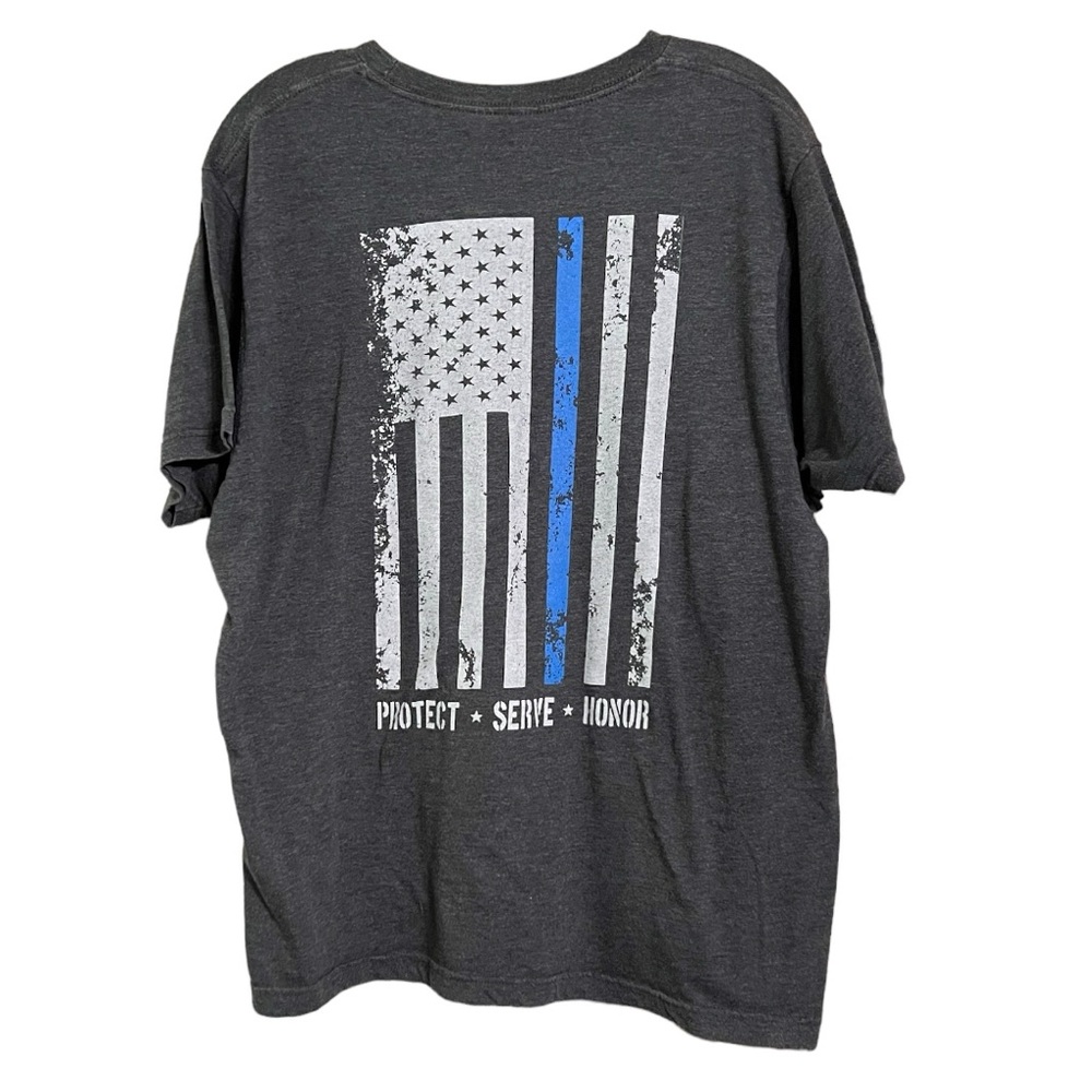 Nine Line Gray Thin Blue Line T Shirt Sz L